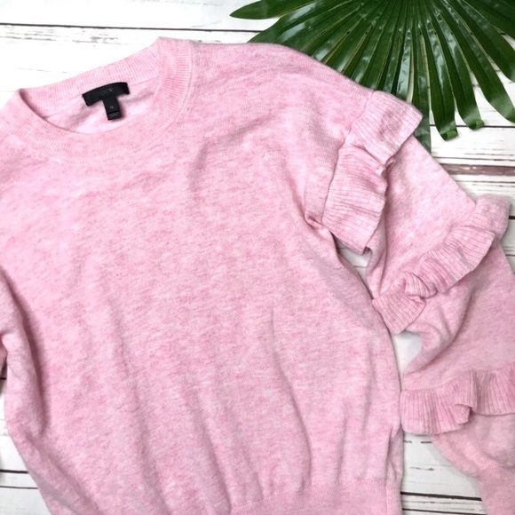 J. Crew Sweaters - •J. Crew• sz XS pink sweater with ruffle sleeves